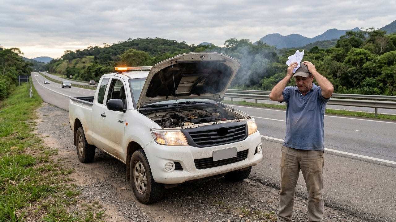 Trabalhador compra picape diesel usada por R$ 75 mil, financia em 48 vezes e, meses depois, o sistema de injeção apresenta defeito. O orçamento da oficina ultrapassa R$ 10 mil e transforma a compra em um peso no orçamento