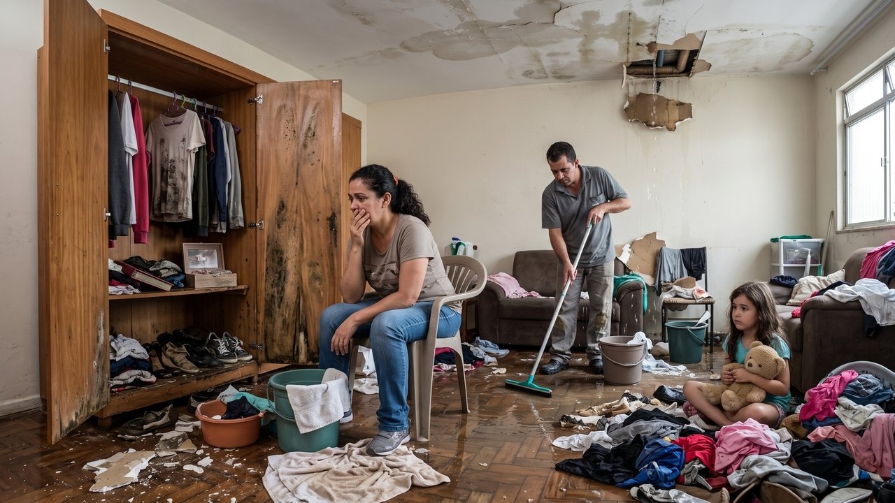 Proprietário instala banheira de hidromassagem em apartamento sem impermeabilização técnica adequada e viaja por 20 dias; vazamento contínuo destrói o teto de gesso, os móveis planejados de R$ 45 mil e o closet do vizinho de baixo; condomínio emite multa de 5 cotas e Justiça determina reparação integral por danos materiais e morais