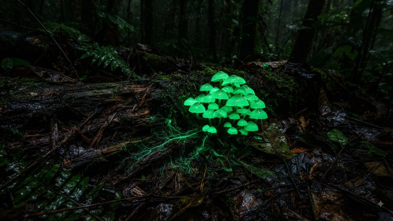 cogumelos bioluminescentes