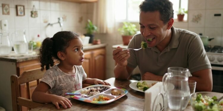 Quando a criança pede para os pais provarem a comida, ela observa mais do que o sabor, especialistas explicam o que existe por trás desse gesto