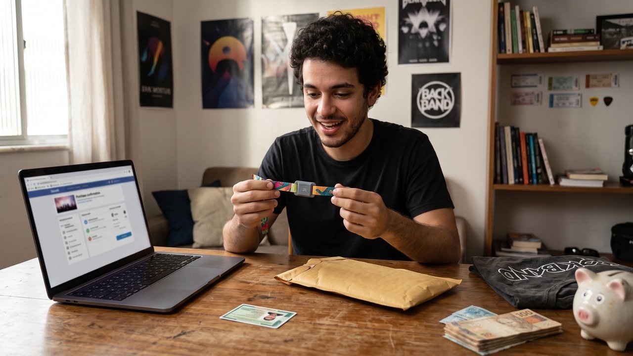 Fã adquire ingresso de R$ 850 para festival de música internacional e perde a pulseira de acesso com chip na fila do evento; a organização barra a entrada exigindo a compra de um novo ingresso no local; o Procon é acionado e a Justiça condena a produtora a reembolsar o valor integral, além de R$ 5.000 por danos morais, fundamentando que o ingresso era nominal, rastreável pelo CPF do consumidor e o sistema poderia facilmente invalidar a pulseira perdida.