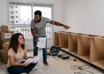 Casal contrata marcenaria sob medida por R$ 38.000 para mobiliar apartamento novo com entrada de 50%, mas a empresa atrasa a entrega em 9 meses e some após entregar apenas as carcaças de MDF cru; consumidores entram com ação de rescisão contratual com pedido de desconsideração da personalidade jurídica para penhorar bens pessoais do sócio