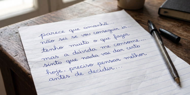 Como uma pessoa insegura escreve a letra “T”, segundo a grafologia
