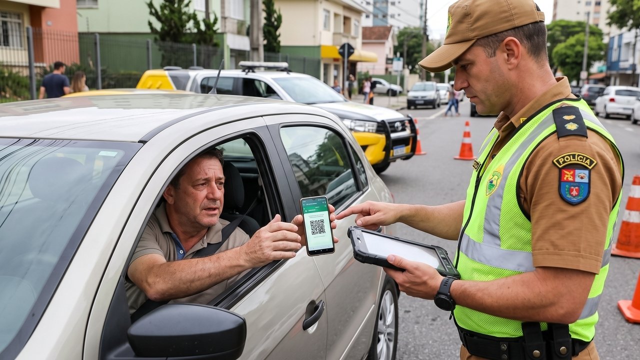 Motorista é parado em blitz e entrega apenas a CNH pelo celular após deixar a carteira física em casa; a versão digital tem validade legal em todo o território nacional