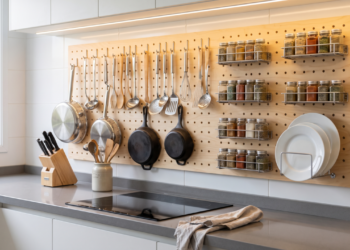 Nem armário nem prateleira: por que o painel perfurado triunfa nas cozinhas modernas