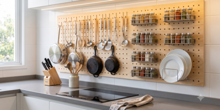 Nem armário nem prateleira: por que o painel perfurado triunfa nas cozinhas modernas