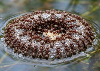Formigas de fogo se transformam em barcos vivos quando enchentes ameaçam a natureza ao redor