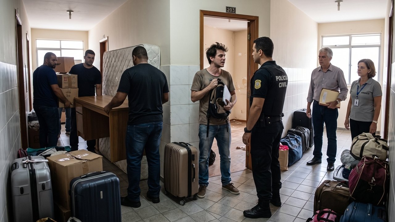 Inquilino aluga apartamento de R$ 3.500 em área turística, divide a sala com divisórias de drywall e subloca 6 leitos individuais por aplicativo, faturando R$ 9.000 mensais; locador descobre a atividade proibida em contrato e obtém liminar de despejo imediato com cobrança da multa contratual integral de 3 aluguéis e retenção da caução