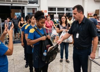 Gerente de supermercado obriga operadoras de caixa a abrirem suas bolsas e mochilas diariamente na saída do expediente, de forma ostensiva e na frente de clientes; uma funcionária filma a abordagem e ingressa com ação trabalhista; o Tribunal Regional do Trabalho reconhece a prática como revista abusiva e vexatória, condenando a rede varejista ao pagamento de R$ 15 mil por danos morais por violação à intimidade da trabalhadora.