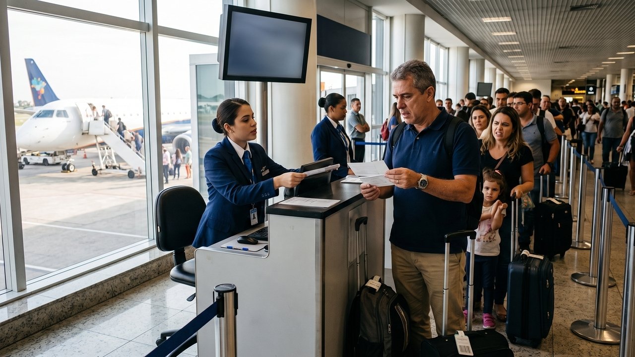 Passageiro paga R$ 400 a mais por uma poltrona "conforto" com espaço extra para as pernas. Na hora do embarque, a companhia aérea troca o modelo da aeronave e o realoca em uma poltrona comum no fundo do avião, espremido no assento do meio. O juiz condena a empresa a devolver o valor extra pago em dobro e fixa indenização por danos morais por quebra de contrato e frustração na prestação do serviço.