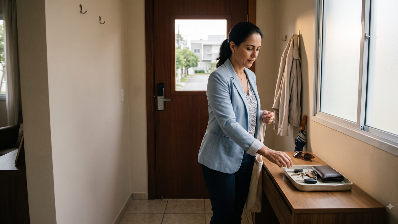 A psicologia explica por que algumas pessoas deixam objetos importantes perto da porta, não é desorganização, mas uma forma de não esquecer o que precisam levar
