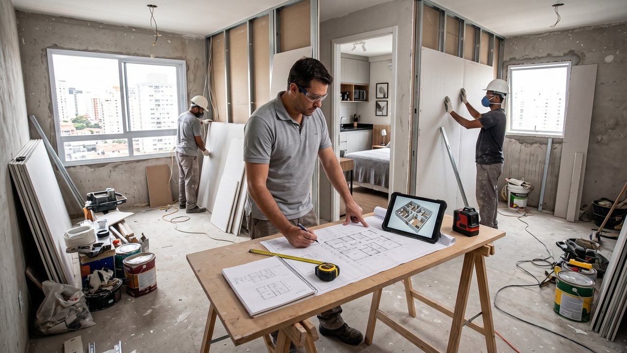 Condômino divide apartamento de 70 m² em 4 estúdios para locação diária em plataformas digitais, gerando fluxo de mais de 30 pessoas estranhas por semana na portaria; assembleia aplica multas sucessivas de até 10 vezes a taxa condominial com base em decisão do STJ que proíbe atividade com destinação comercial em prédio estritamente residencial