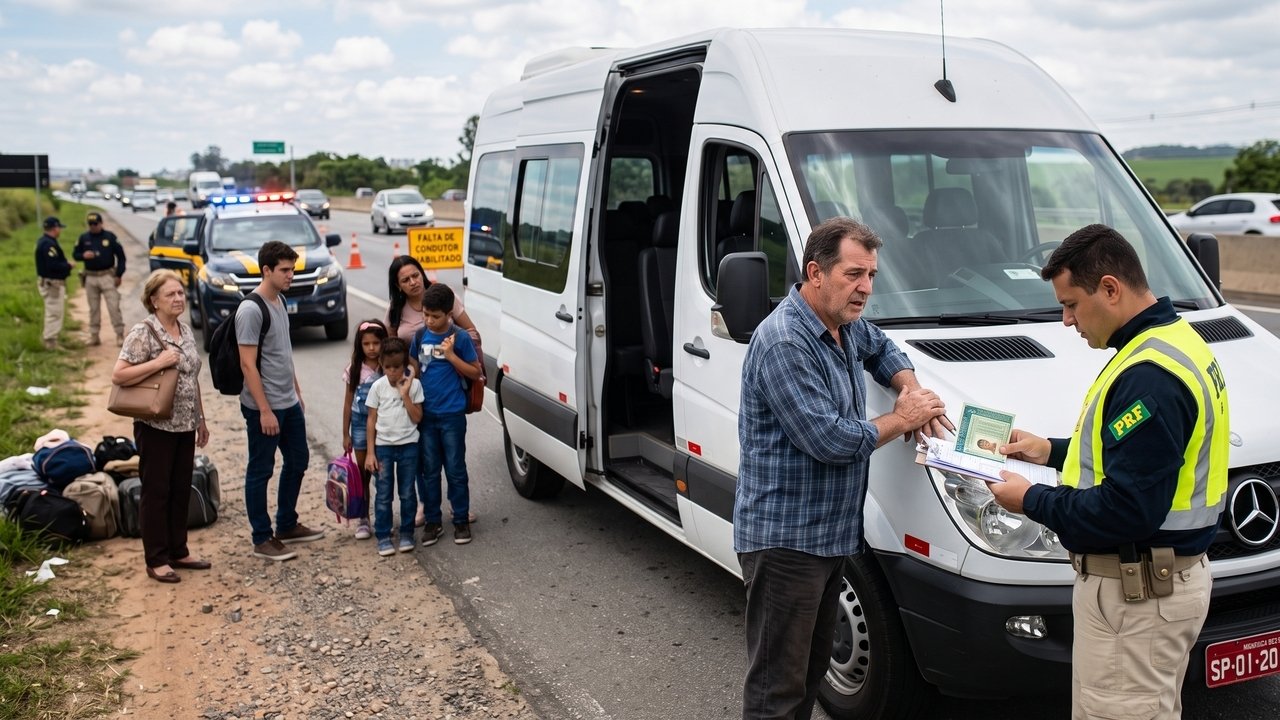 Motorista com CNH na categoria B é flagrado dirigindo van comercial de 12 lugares para transporte de passageiros e tem o veículo retido; Detran aplica infração gravíssima com multa multiplicada por três de R$ 880,41 e gera 7 pontos no prontuário