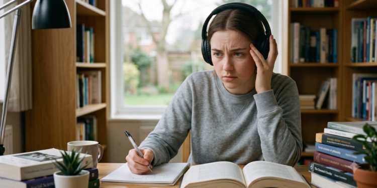 A psicologia diz que ser incapaz de trabalhar enquanto a música com letras toca não é um problema de foco, é a prova de que seu sistema de linguagem está fazendo seu trabalho, porque as palavras em seus ouvidos competem diretamente com as palavras em sua cabeça