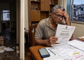 Inquilino acumula 8 meses de aluguel e R$ 12 mil de condomínio atrasados antes de abandonar o imóvel; imobiliária ajuíza execução de R$ 58 mil direto contra o fiador, penhorando sua conta bancária sem antes notificá-lo da mora do devedor principal; juiz anula a penhora com base no benefício de ordem e na ausência de notificação prévia da dívida.