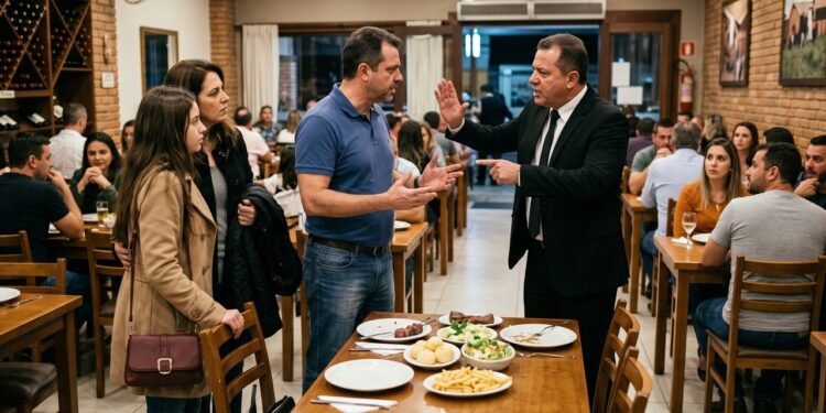 Cliente reserva mesa em rodízio de carnes, desiste após 40 minutos de espera por atraso no atendimento e restaurante exige pagamento de taxa de desperdício de R$ 150 pelas guarnições não consumidas; Juizado Especial anula a cobrança, classificando-a como prática abusiva e fixa indenização de R$ 2.000 por constrangimento ilegal.