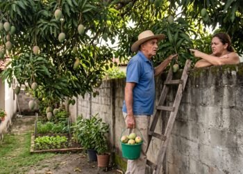Os galhos da mangueira do vizinho ultrapassam o muro e invadem o seu quintal. Se você arrancar a fruta do galho, está cometendo um ilícito civil (a fruta pertence ao dono da árvore). Porém, se a fruta cair naturalmente no chão do seu quintal, ela passa a ser sua por direito