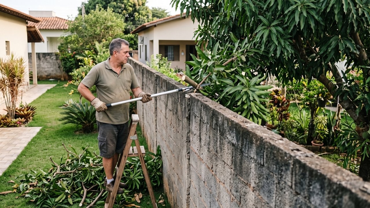 Morador se irrita com folhas entupindo sua calha, contrata jardineiro para cortar os galhos da mangueira do vizinho que passavam por cima do muro e acaba condenado a pagar R$ 12 mil por danos materiais e crime ambiental após a árvore secar e morrer.
