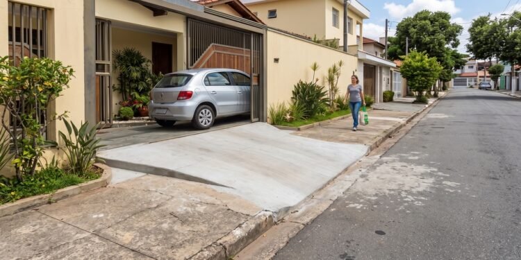 Morador faz rampa para entrar com o carro na garagem e altera a calçada, mas a faixa usada pelos pedestres não pode ganhar degraus nem desníveis para facilitar o veículo