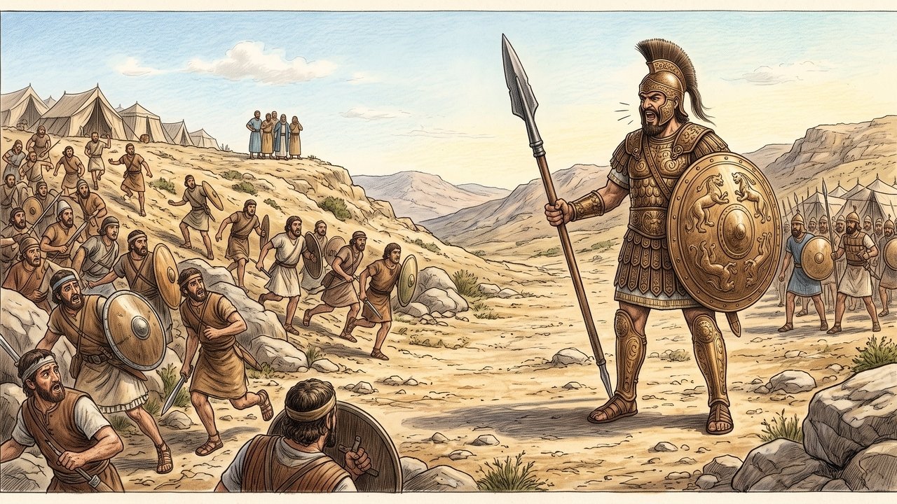 Davi enfrentou Golias sem espada, mas, antes da batalha, declarou: “A batalha é do Senhor” — 1 Samuel 17:45-47