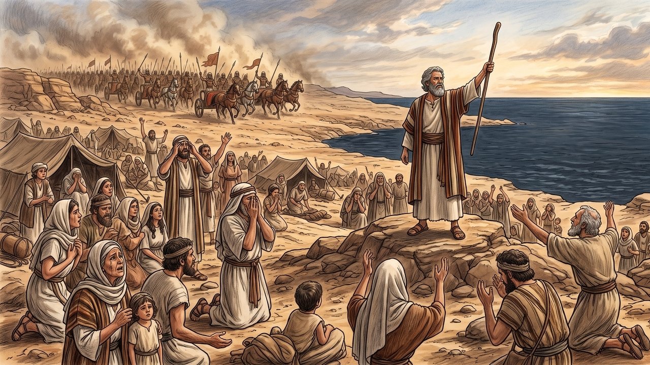 Moisés ficou diante do mar sem saber como seguir, mas Deus disse: “Diga aos filhos de Israel que marchem” — Êxodo 14:13-16