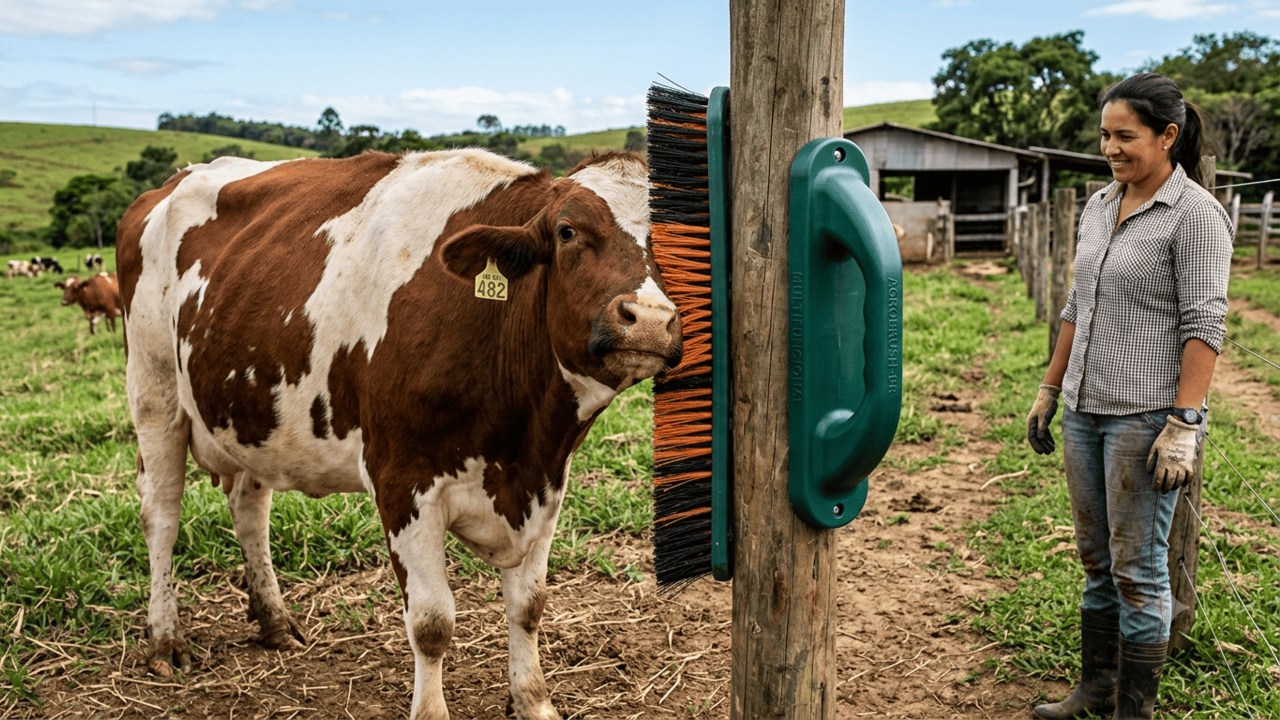 Vaca usa escova