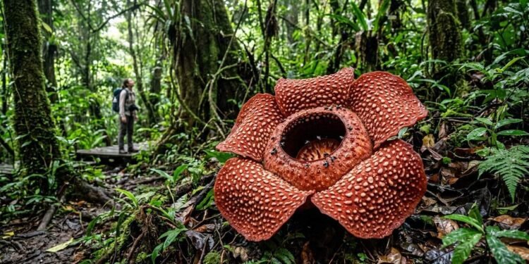 O tamanho inacreditável da maior flor individual do planeta que surpreendeu os biólogos e revela um peso capaz de se igualar a uma mala de viagem cheia