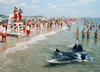 Uma criatura marinha gigante apareceu perto de uma praia de Nova York e surpreendeu banhistas