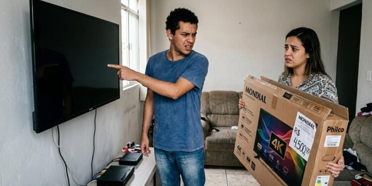 TV queimada na entrega