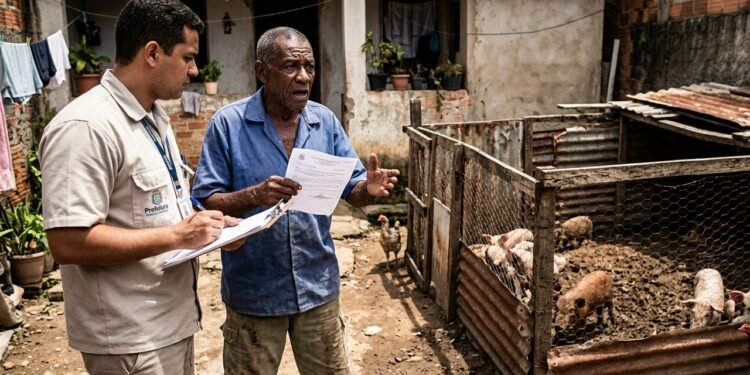 A atuação da vigilância sanitária municipal tornou-se iminente quando o forte odor de fezes e chorume tomou conta de todo o quarteirão residencial.
