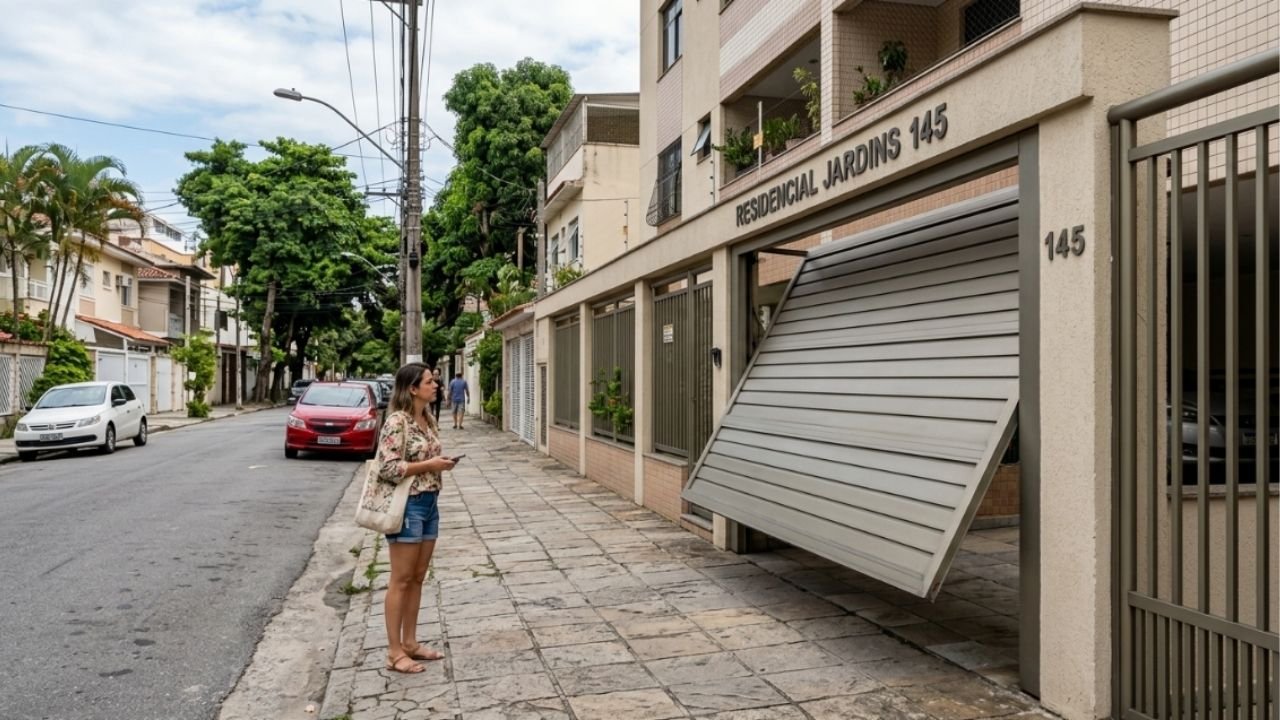 Morador instalou portão eletrônico basculante que projeta 1 metro para fora da calçada ao abrir, atingindo pedestres que passam pelo local; a prefeitura aplica multa e notifica o proprietário para alterar o mecanismo de abertura por risco de acidentes