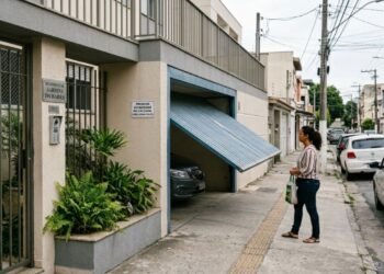 Morador instalou portão eletrônico basculante que projeta 1 metro para fora da calçada ao abrir, atingindo pedestres que passam pelo local; a prefeitura aplica multa e notifica o proprietário para alterar o mecanismo de abertura por risco de acidentes