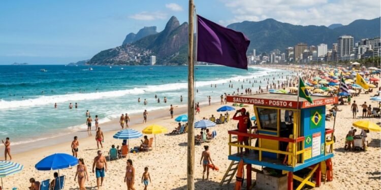 O que significa a bandeira roxa na praia e para que serve