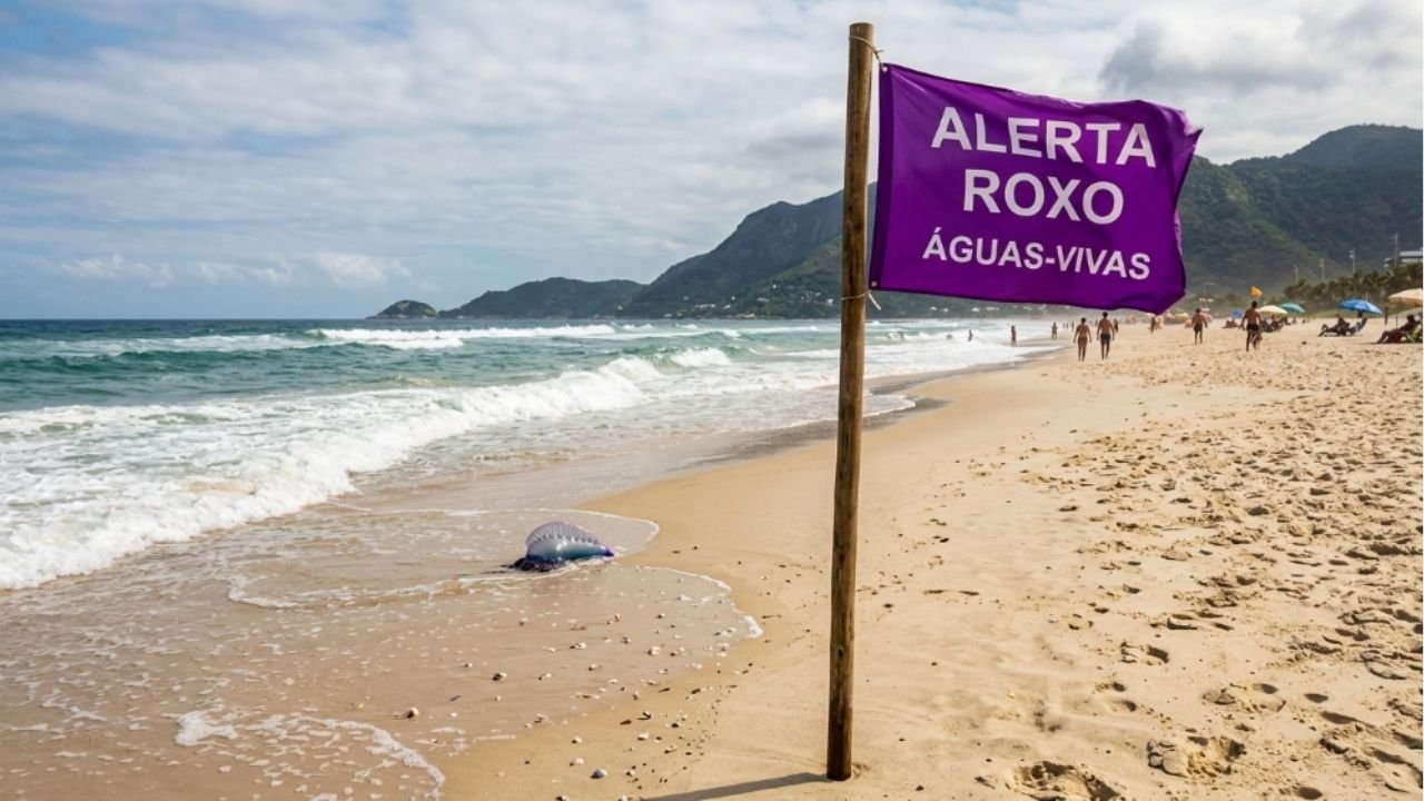 O que significa a bandeira roxa na praia e para que serve