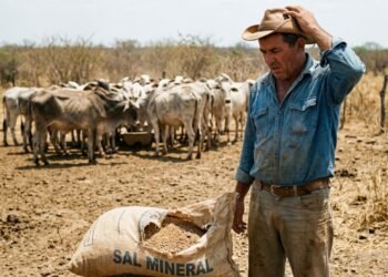 Pecuarista compra 4 toneladas de sal mineralizado para o rebanho de corte com laudo técnico de alta nutrição, percebe que os animais perderam peso durante a seca e a análise laboratorial confirma excesso de areia de lavagem na mistura