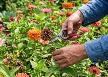 Cortar as flores secas das zínias no canteiro: o truque simples de poda que interrompe o gasto de energia e estimula novas florações