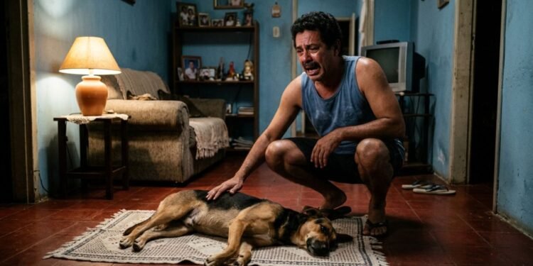 Ao notar o cachorro apático e gemendo de dor abdominal, Ricardo agiu sem hesitar para salvar a vida do animal