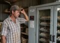 Pequeno avicultor investe R$ 4.800 em uma chocadeira industrial seminova para 500 ovos, o termostato defeituoso desregula a temperatura na primeira semana e inviabiliza a eclosão de quase todo o lote