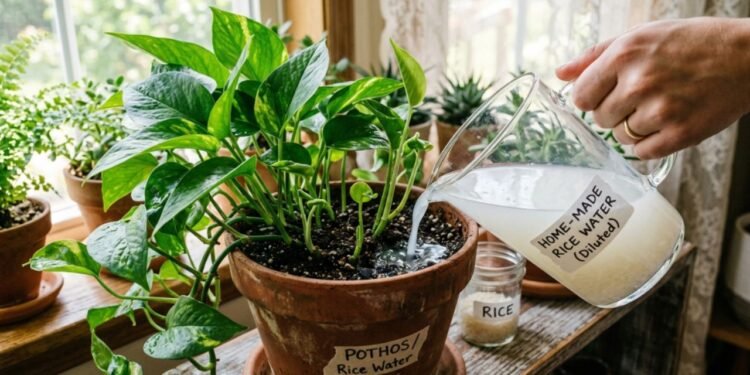 O detalhe é que você deve diluir o líquido com um pouco de água limpa antes de levar para os vasos