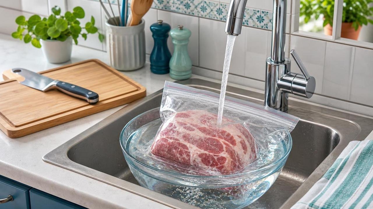Água fria controlada é alternativa segura para descongelamento rápido.