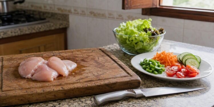 Ainda usa a mesma tábua para carne crua e salada? O erro comum no preparo dos alimentos que causa contaminação cruzada
