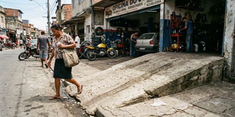 Com engenho prático e dedicação diária, ele planejou uma estrutura de concreto para facilitar a entrada de carros compridos e melhorar o fluxo de trabalho no galpão.