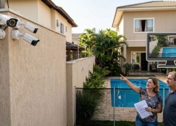 Morador instala sistema de monitoramento com 4 câmeras no muro residencial, uma das lentes fica direcionada para a piscina e janela do quarto do vizinho e a disputa para na Justiça por violação do direito à intimidade e privacidade