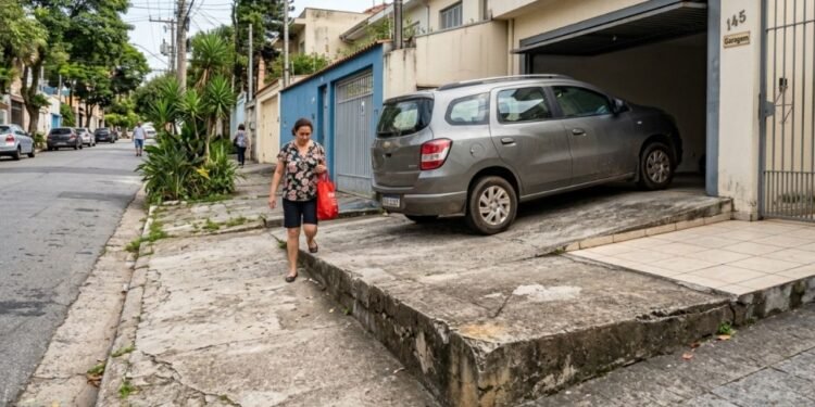 A ideia parecia prática, mas desrespeitou as normas básicas de acessibilidade urbana garantidas a qualquer cidadão que transita a pé.