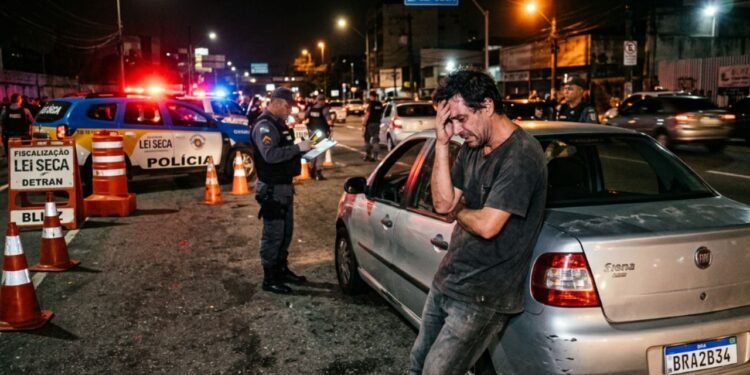 O motorista conduzia com prudência pela avenida principal, acreditando que a sua conduta impecável bastava perante a Lei Seca no Brasil.