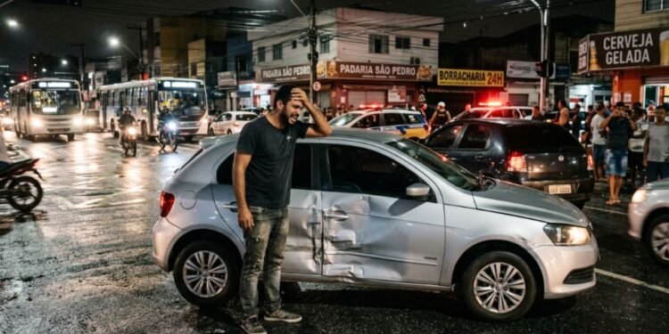 Com a frente danificada e sem condições de rodar, ele acionou o reboque e registrou o boletim de ocorrência com tranquilidade.