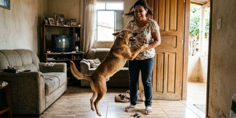 O animal passa o dia inteiro acumulando tensão só esperando o barulho da chave girar na fechadura.