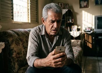 Idoso atende ligação de falso funcionário que pede a devolução de valor enviado por erro, mas a devolução é feita para uma chave diferente; a conta original aciona o MED por fraude e o aposentado tem R$ 5.000 bloqueados de sua própria conta, precisando acionar a Justiça para provar a boa-fé