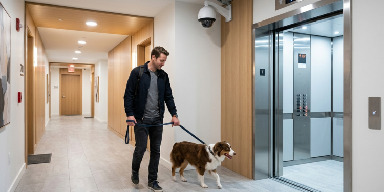 Morador passeia com seu cachorro pelas áreas comuns, não recolhe a sujeira e insiste em usar o elevador social, proibido para animais pelo regimento. Após imagens das câmeras, o condomínio aplica a multa máxima. A Justiça confirma a penalidade e autoriza o prédio a proibir a circulação do pet na área comum caso o dono continue descumprindo as normas de higiene e convivência. 