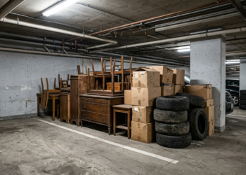 Morador decide usar sua vaga de garagem no subsolo para guardar móveis velhos, caixas e pneus, argumentando que o espaço é sua propriedade privada. O condomínio aplica multa e a Justiça mantém a penalidade, reforçando que a vaga de garagem tem destinação exclusiva para veículos e não pode ferir a estética, o regulamento e a segurança do prédio contra incêndios.
